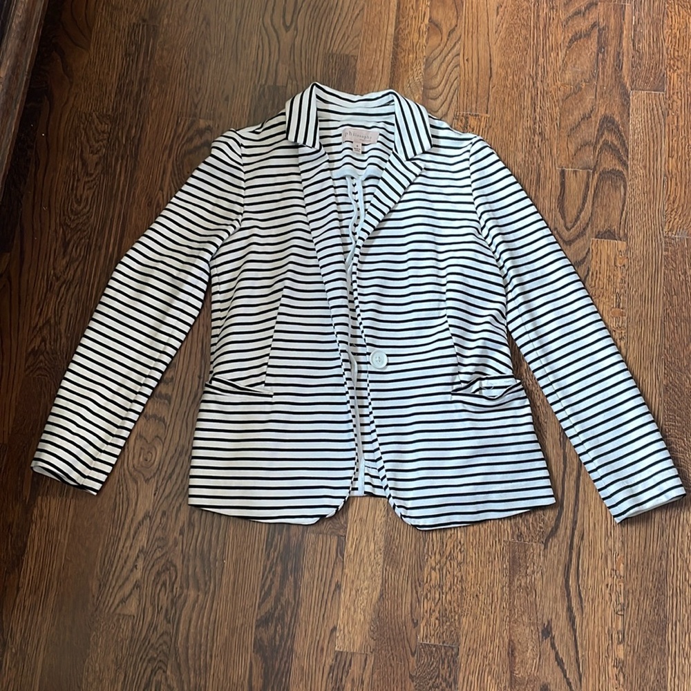 Philosophy black and white striped sweatshirt blazer jacket, size S